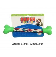 Super Dog Toys Cotton Rope With Plastic End Bone Medium
